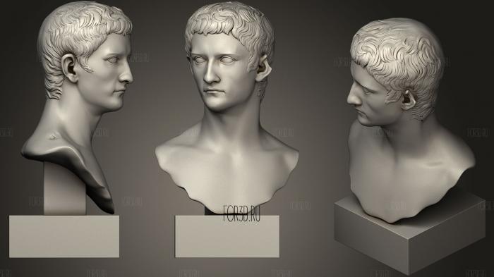 Caligula Bust stl model for CNC